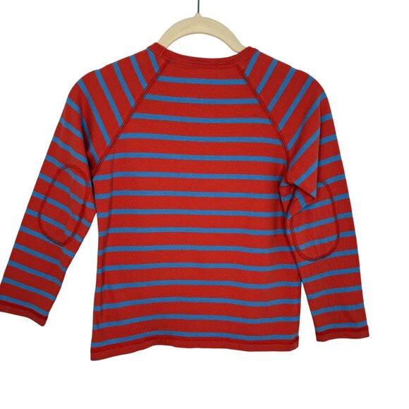 Mini Boden Orange & Blue Striped Long Sleeve Shirt, 7-8Y - Picture 2 of 7